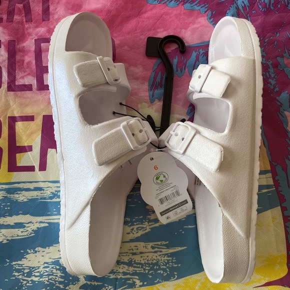 *NEW* White Rubber 2 Strap Summer Sandals 7.5-8-8.5 / 38.5 EU - Picture 13 of 16